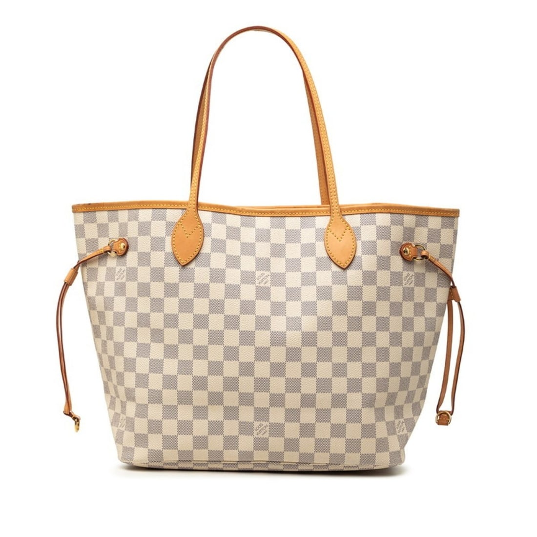 Louis Vuitton Damier Azur Neverfull MM Tote Bag Shoulder N51107 White Ivory Leather Women's LOUIS