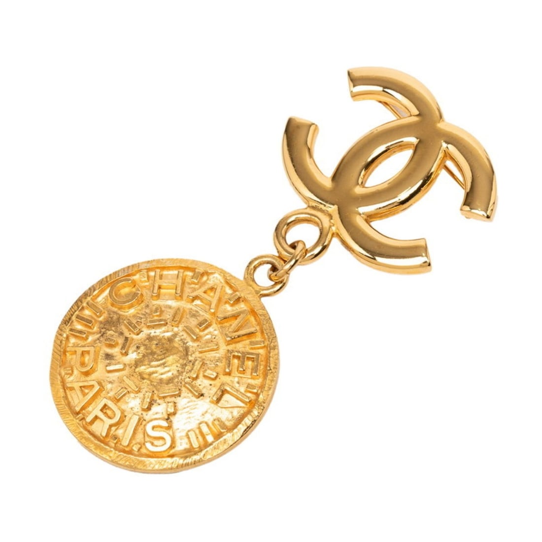 Chanel Coco Mark Vintage Brooch 96P Gold Plated GP Women's CHANEL