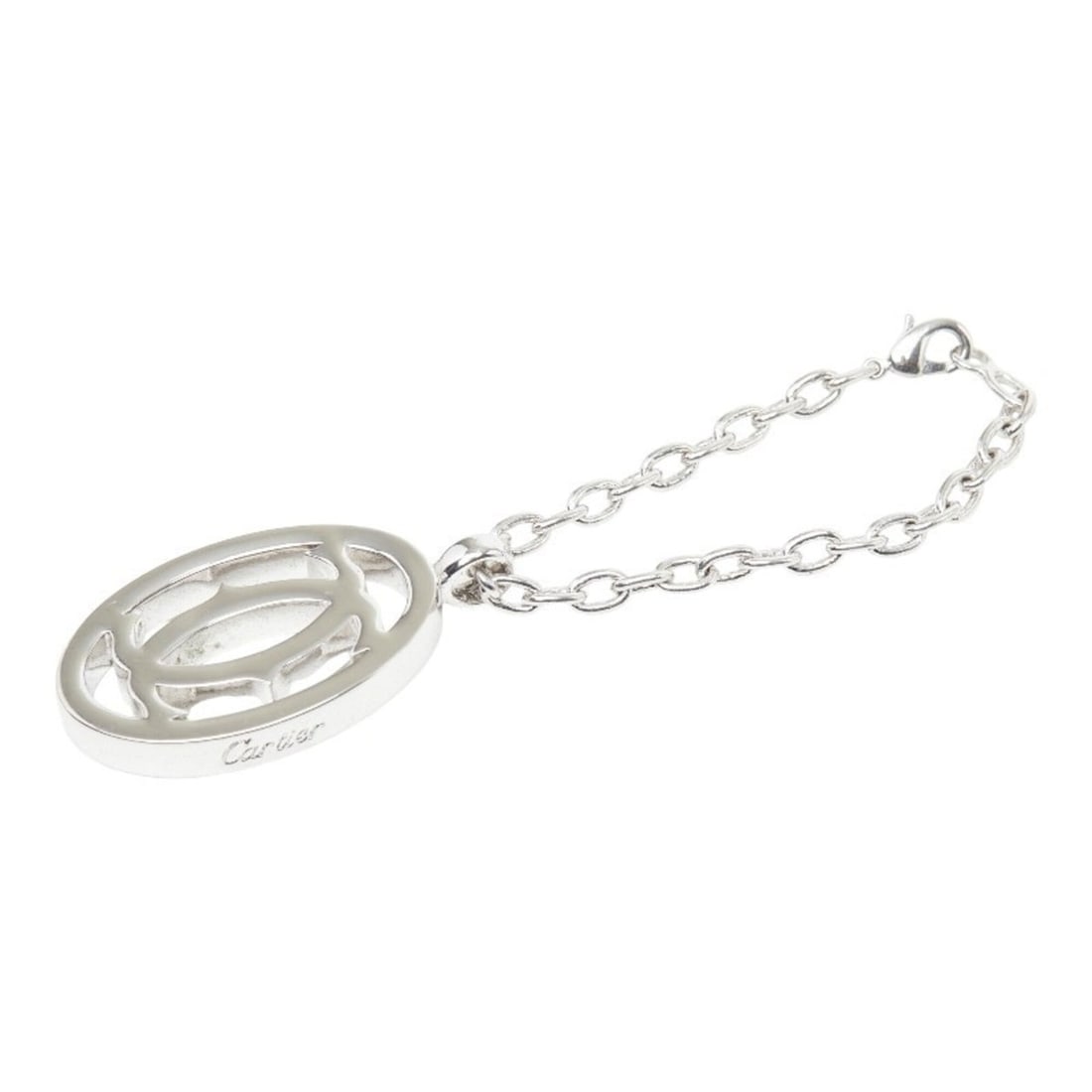 Cartier 2C Logo Keychain Accessory Bag Charm T1220148 Silver Metal Women's CARTIER