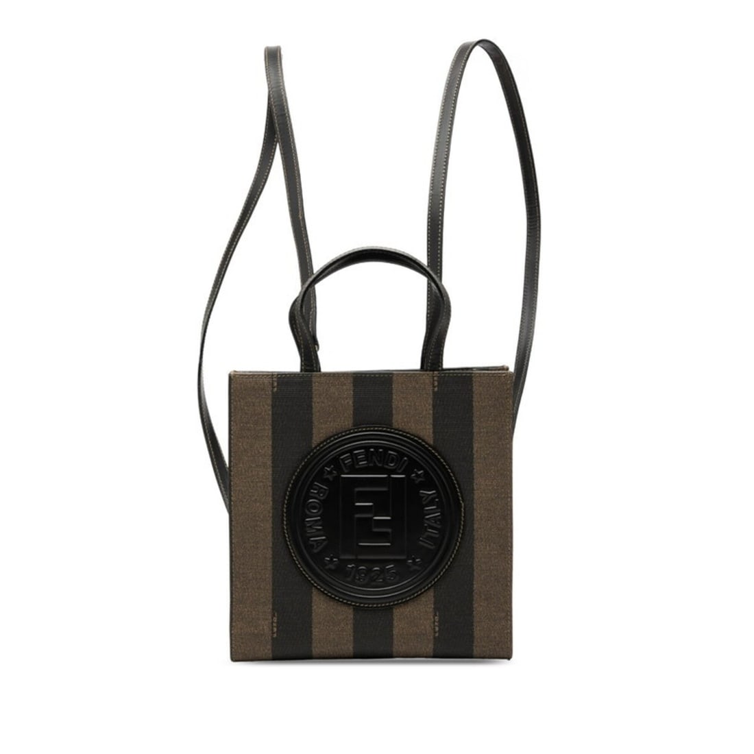 Fendi Pequin Handbag Shoulder Bag Mini Backpack 3-Way 261400 Black Beige Leather Women's FENDI (1 of 15)