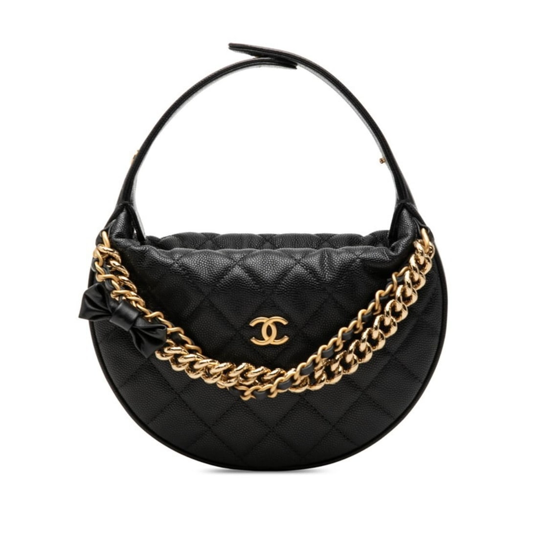 Chanel Coco Mark Matelassé Mini Hobo Handbag, Ribbon Chain, Black Caviar Leather, Women's CHANEL: --- Catalog ---Category: SizeSize (HxWxD): 12.5cm x 19cm x 4cm / 4.92'' x 7.48'' x 1.57''Category: DesignType: HandbagColor: BlackGender: WomenMaterial: Grained Calfskin Category: GeneralBrand: