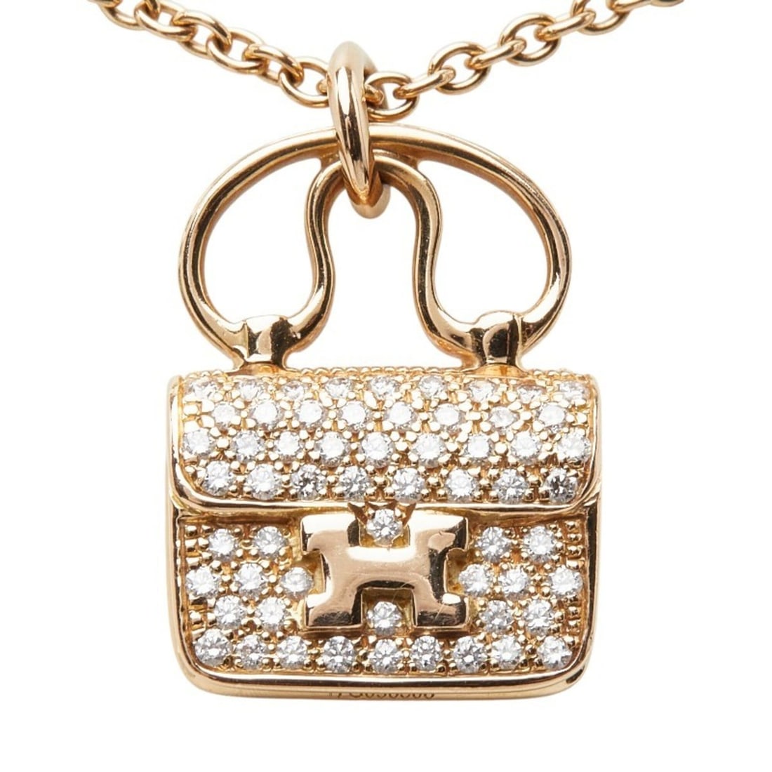 Hermes Amulette Constance Chain Pendant Necklace H121312B 00 18KPG Pink Gold Diamond Women's HERMES