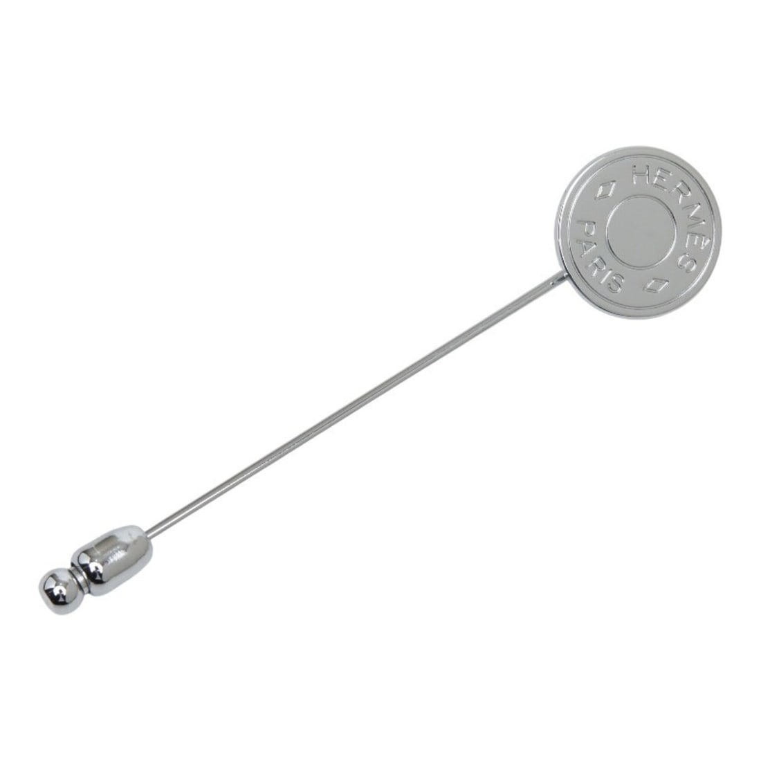 Hermes Sellier Pin Brooch, Silver Metal, Women's