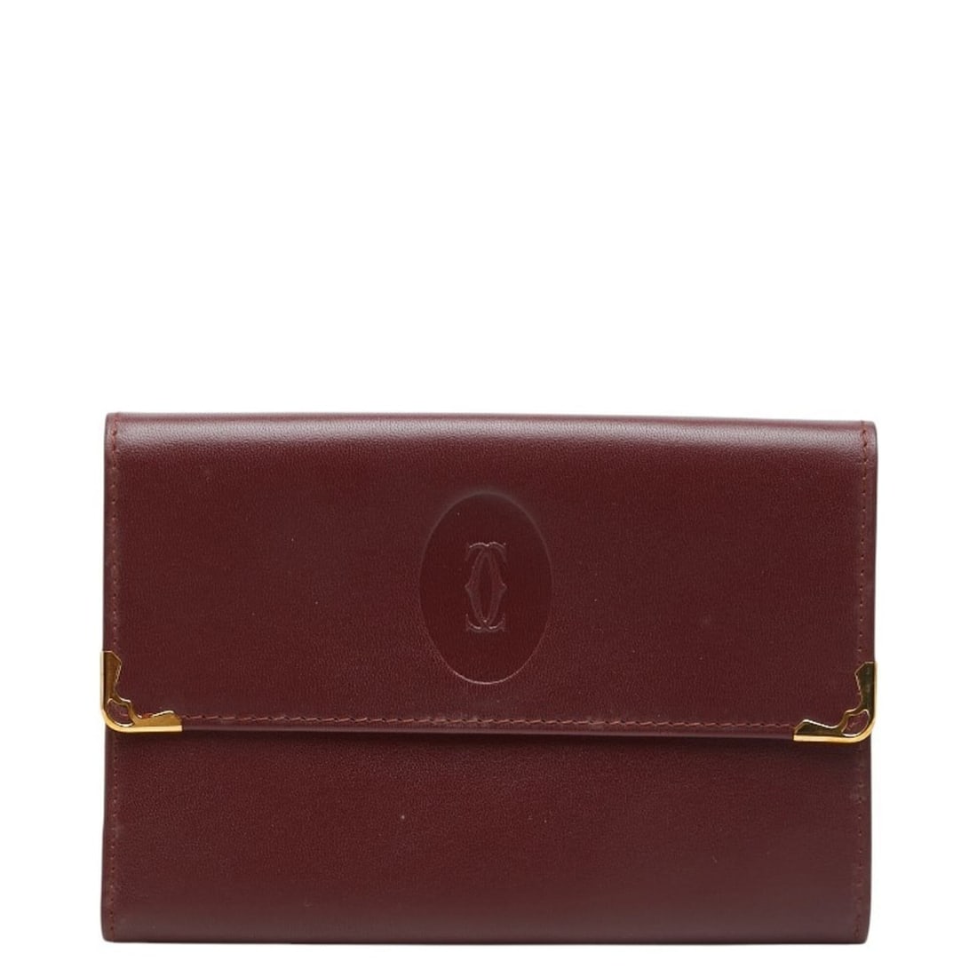 Cartier Must Line Tri-fold Wallet, Bordeaux/Wine Red Leather, Women's.