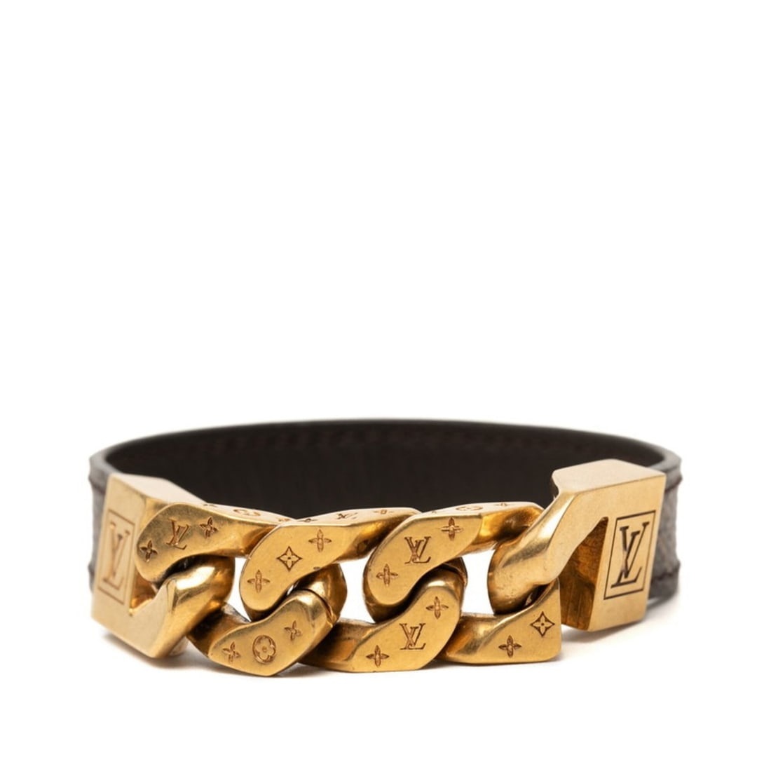 Louis Vuitton Monogram Bracelet Mono Chain M6784 Brown Gold Plated Men's LOUIS VUITTON