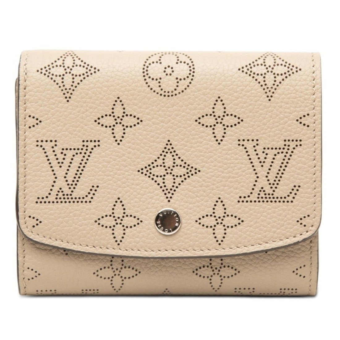 Louis Vuitton Monogram Mahina Portefeuille Iris Compact Bi-fold Wallet M62542 Galet Beige Leather