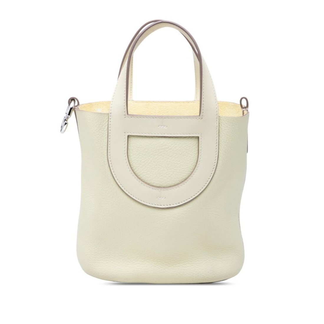 Hermes In the Loop 18 Handbag, Jaune Milton (light yellow), silver hardware, Taurillon Clemence