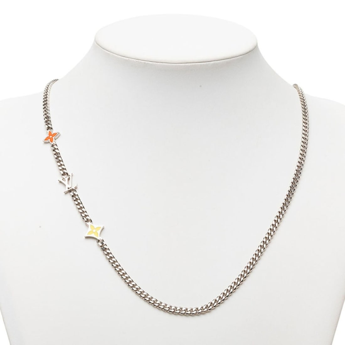 Louis Vuitton Monogram Low Chain Long Necklace M01951 Silver Metal Women's LOUIS VUITTON (1 of 12)