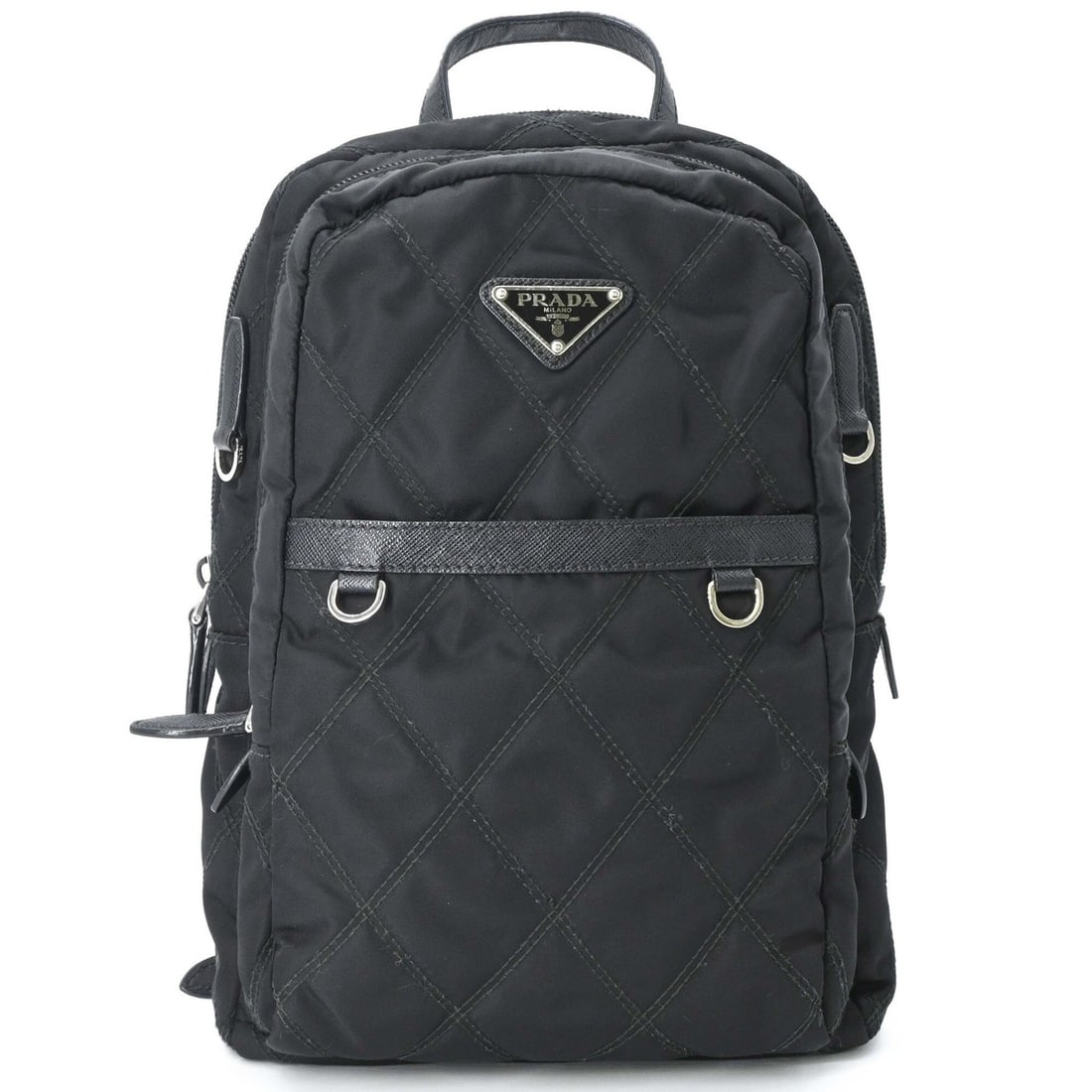 PRADA Prada Backpack Rucksack Nylon Women's Black 1BZ107: --- Catalog ---Category: SizeSize (HxWxD): 30cm x 20cm x 7cm / 11.81'' x 7.87'' x 2.75''Category: DesignType: BackpackColor: BlackGender: WomenMaterial: Nylon Outer Pocket: Open pocket Category: Gener