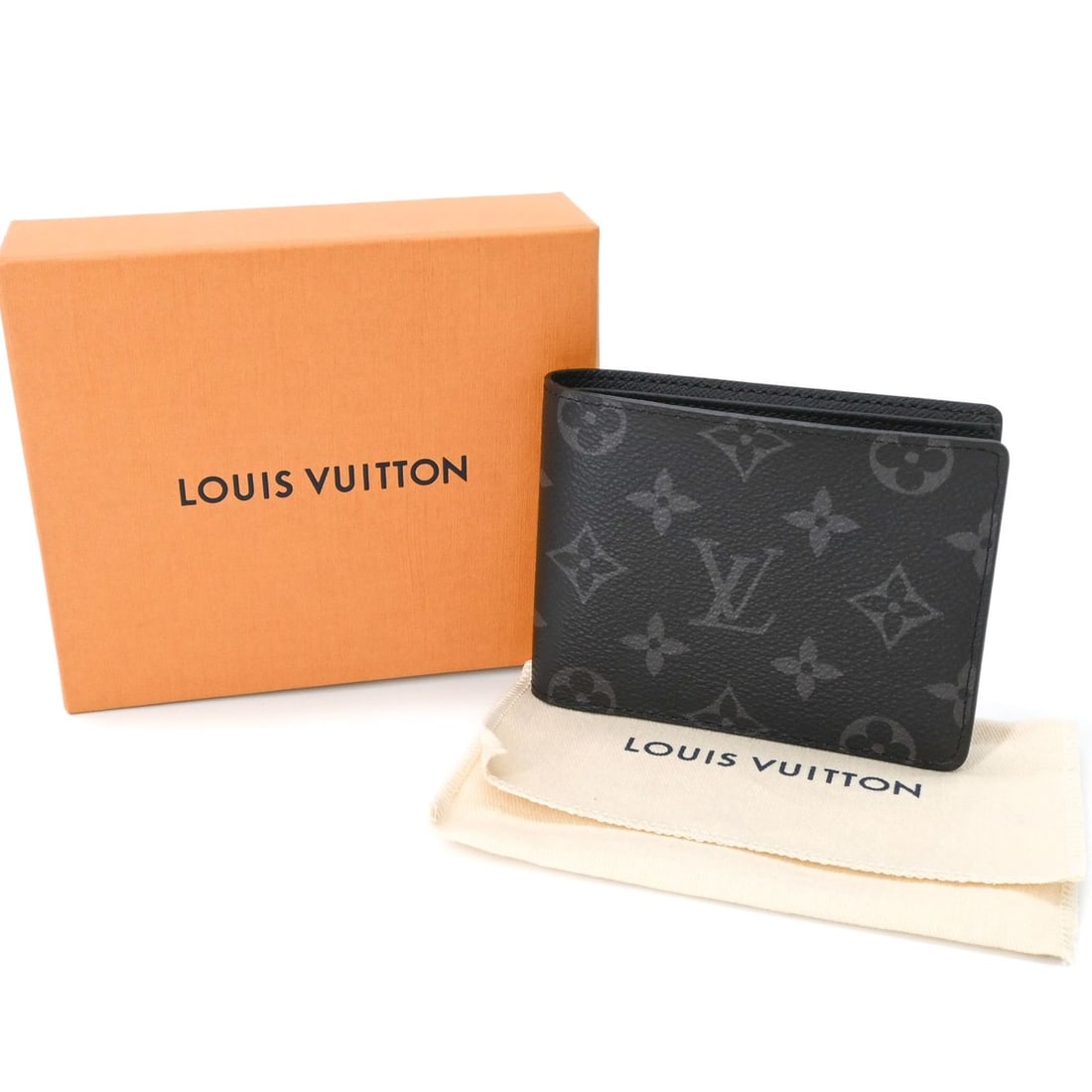 LOUIS VUITTON Monogram Eclipse Portefeuille Multiple Bi-fold Wallet for Men, Black M61695 (1 of 15)