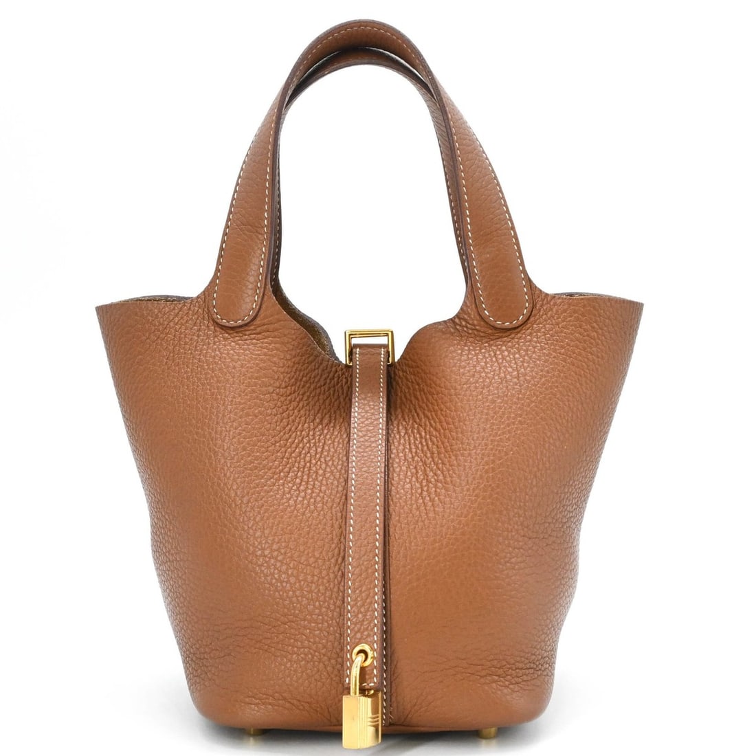 HERMES Picotin Lock PM Handbag, Taurillon Clemence Leather, Women's, Gold: --- Catalog ---Category: SizeSize (HxWxD): 19cm x 18cm x 13cm / 7.48'' x 7.08'' x 5.11''Category: DesignType: HandbagColor: GoldGender: WomenMaterial: Taurillon clemence leather Category: GeneralLine: