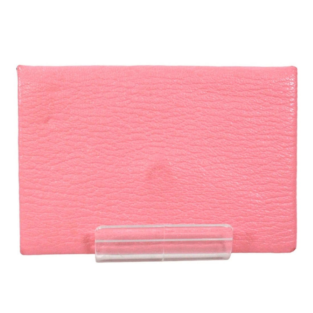 HERMES Calvi Verso Business Card Holder/Card Case, Chevre Leather, Rose Confetti Brick, Women's.