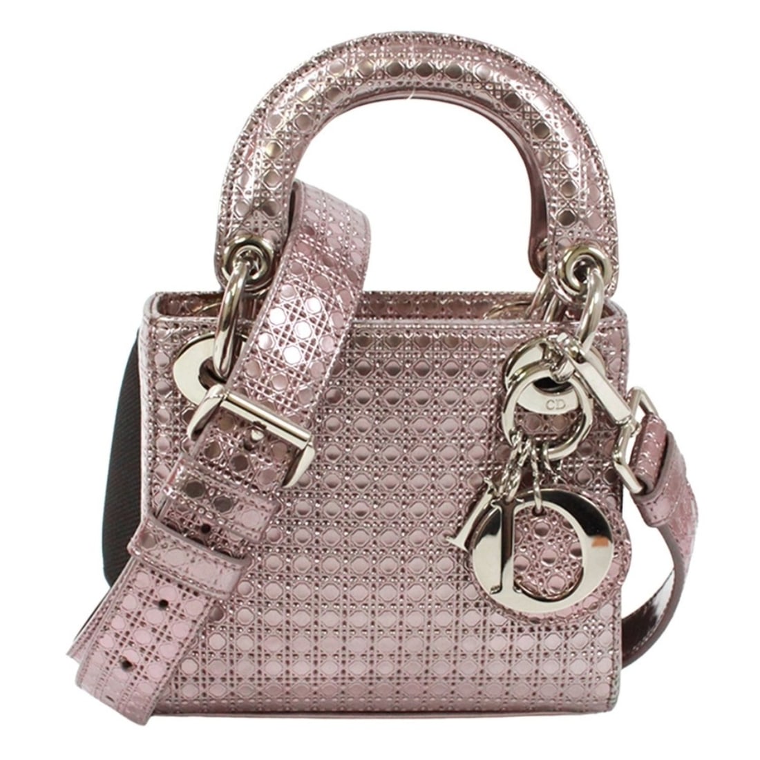 Christian Dior Dior Lady Micro Cannage Mini Shoulder Bag, Patent Leather, Metallic Pink, Women's: --- Catalog ---Category: SizeSize (HxWxD): 13cm x 14cm x 4cm / 5.11'' x 5.51'' x 1.57''Category: DesignType: Shoulder bagColor: Metallic pinkGender: WomenMaterial: Patent leather Category: GeneralBran