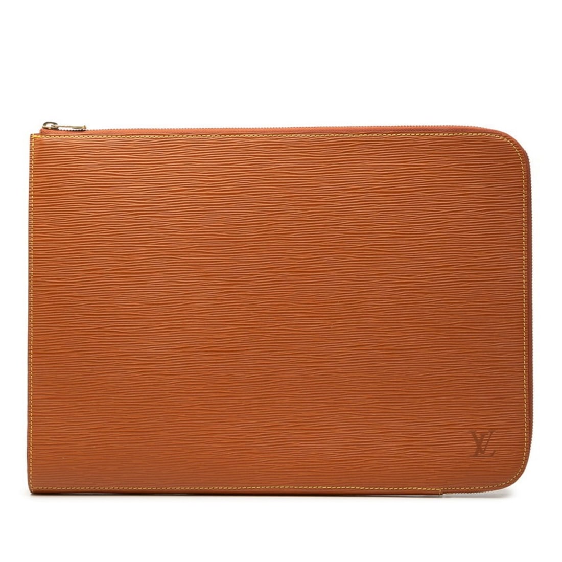 Louis Vuitton Epi Pochette Document Clutch Bag, Second M54498, Zipang Gold, Brown Leather, Women's,