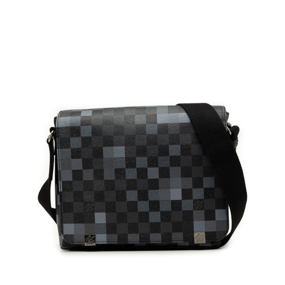 Louis Vuitton Damier Graphite Pixel District PM Crossbody Shoulder Bag N40072 Black Gray Leather
