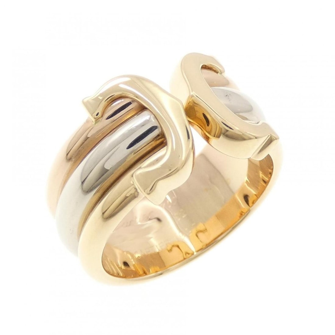 Cartier 2C Ring: --- Catalog ---Category: SizeUS Size: 6.5Brand Size: 52Category: DesignType: Band ringGender: WomenMaterial: Pink gold (18K), White gold (18K), Yellow gold (18K)Category: GeneralBrand: Cartier---