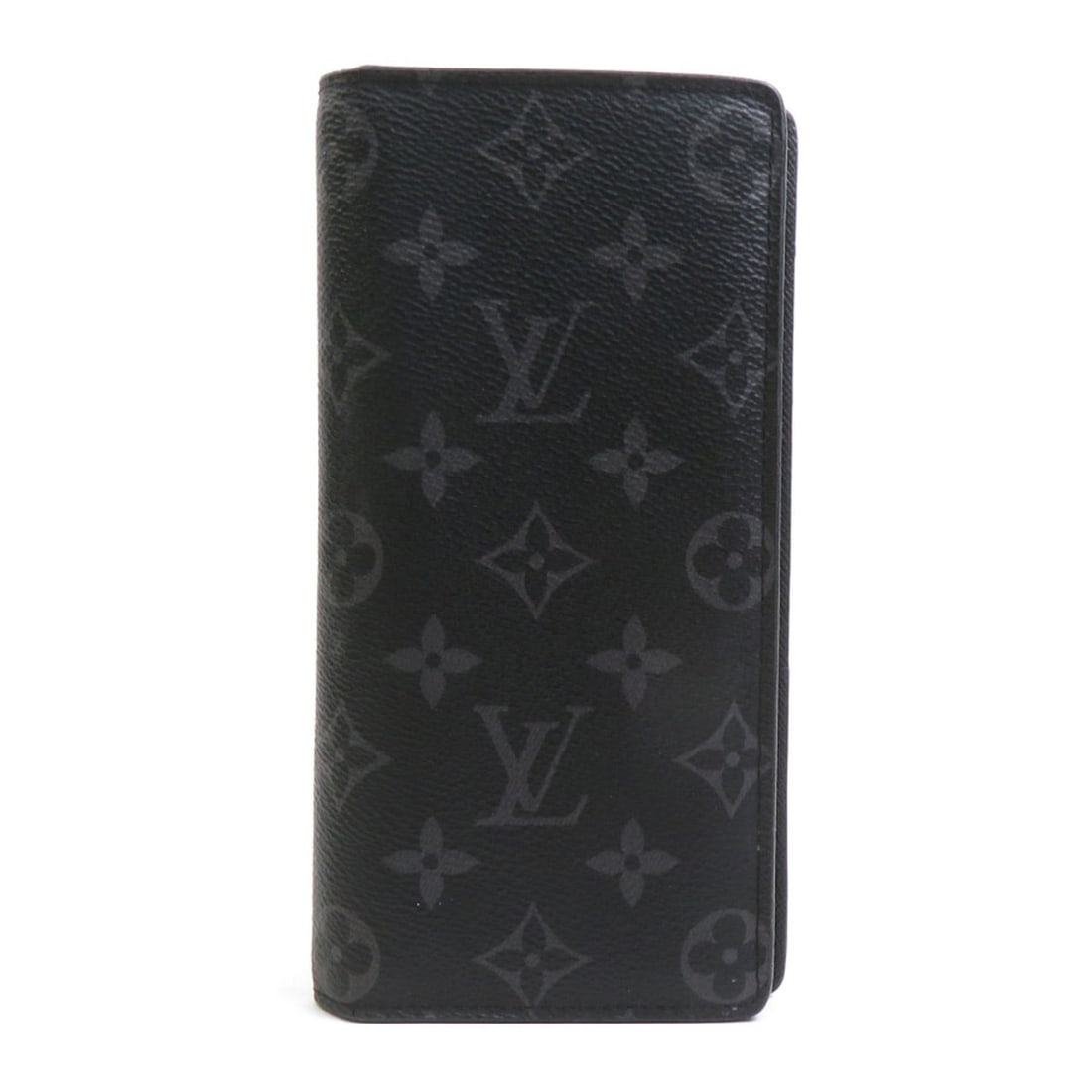 Louis Vuitton LOUIS VUITTON Bi-fold long wallet Monogram Eclipse Portefeuille Brazza Black Men's