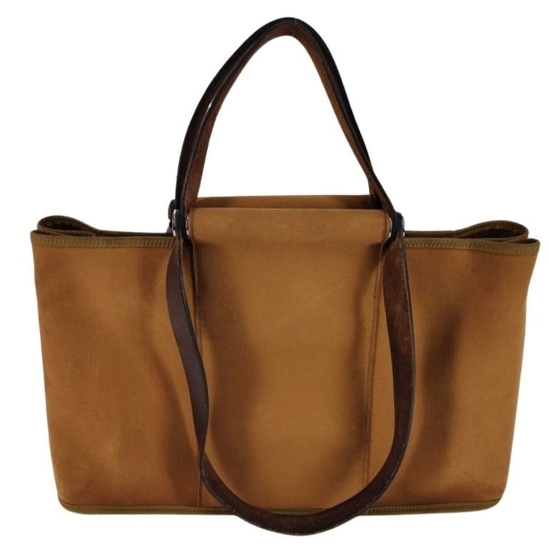 HERMES Cabas Elan PM Shoulder Bag, Brown Canvas Leather, Women's