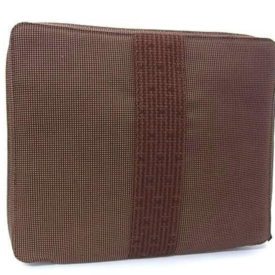 HERMES Clutch Bag, Herline Multi-Case, 101196M, Brown Canvas, Men's/Women's, Round