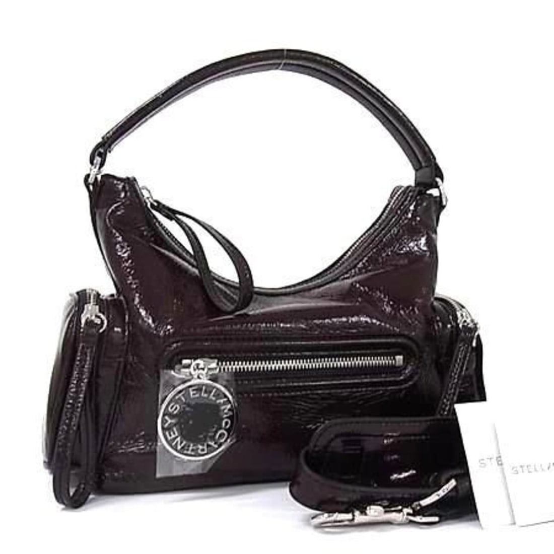 STELLA McCARTNEY DARTMOOR SMALL Handbag, 7B0179 WP0632 6011, Bordeaux, Vegan Leather, Crinkle Patent