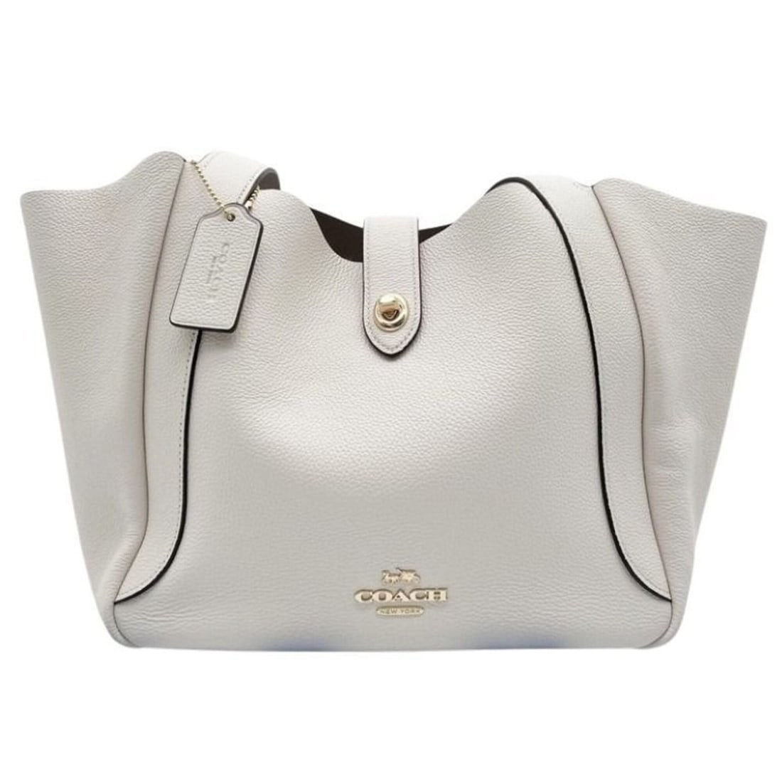 COACH Hadley CAL17 Tote Bag, White Leather, Women's, Turnlock