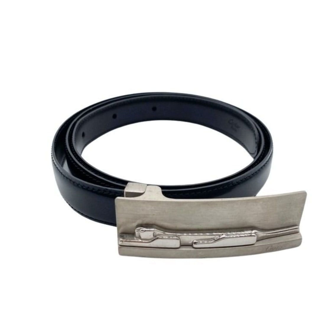 Cartier Panthère Belt, Black and Silver Leather, Men's Women's