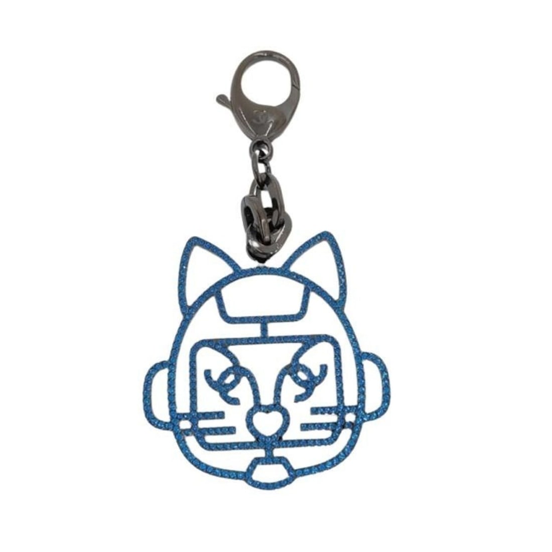 CHANEL Keychain Cat Robot Blue Gunmetal Metal Men's Women's