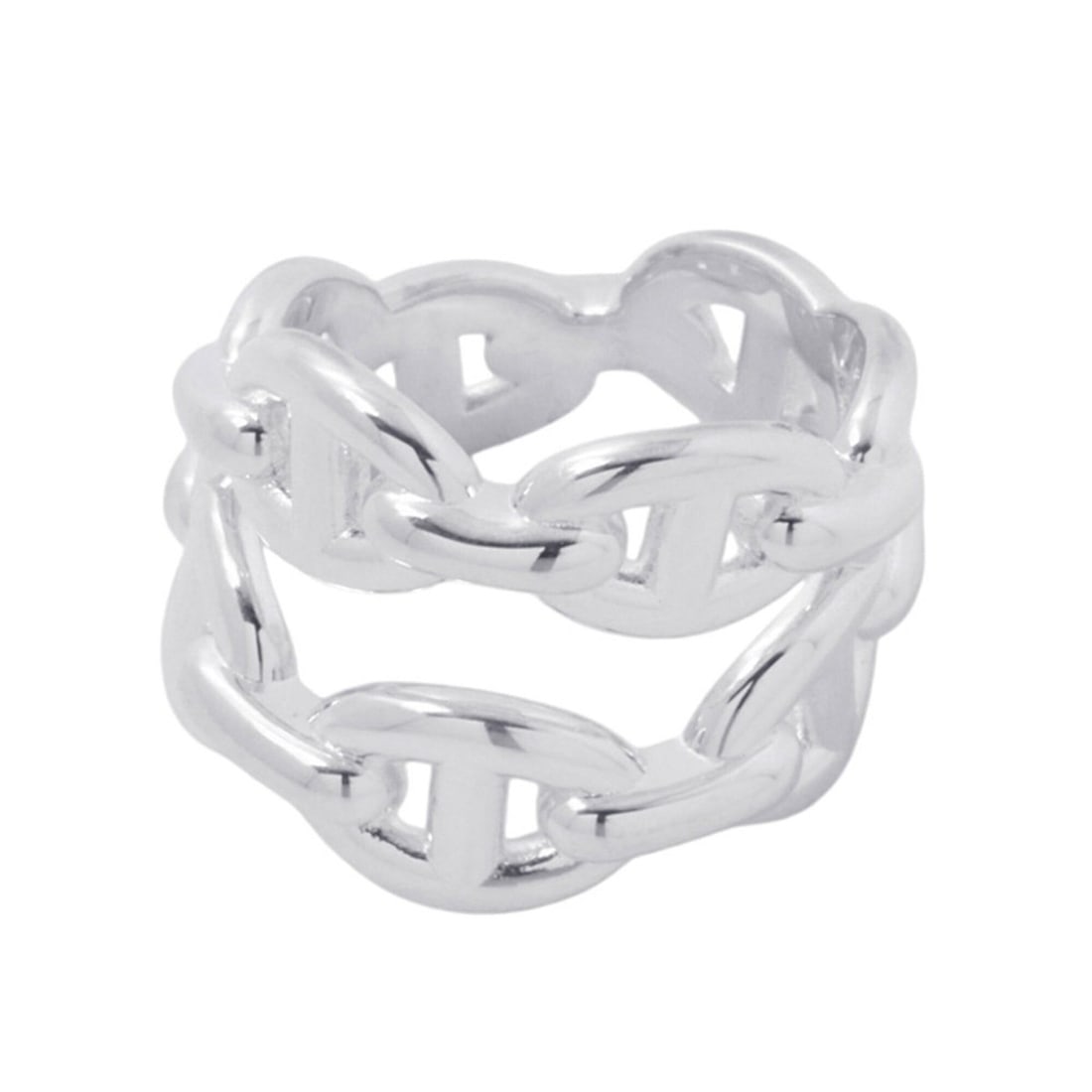 Hermes Ring Chaine d'Ancre Enchainee Double Row SV925 Silver Size 48 HERMES: --- Catalog ---Category: SizeJP Size: 8US Size: 4.5Category: DesignColor: SilverGender: WomenMaterial: Silver 925Category: GeneralBrand: HermesCountry of Origin: France--- Item List ---Section: Condit