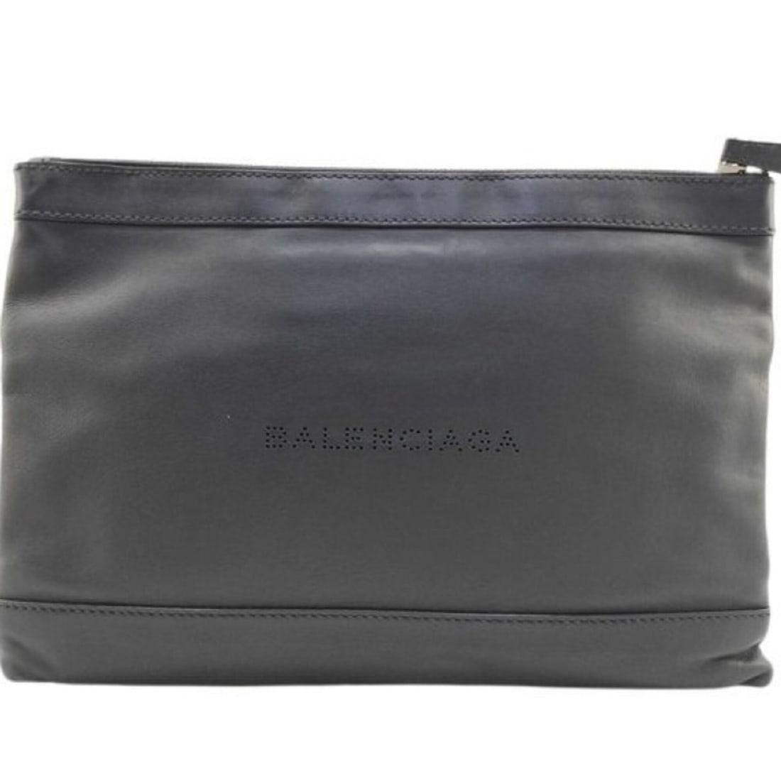 BALENCIAGA Clutch Bag Navy Clip 373834 Black Leather Men's: --- Catalog ---Category: SizeSize (HxWxD): 22cm x 32.5cm / 8.66'' x 12.79''Category: DesignType: Clutch bagColor: BlackGender: MenMaterial: Leather Category: GeneralMPN: 373834Brand: