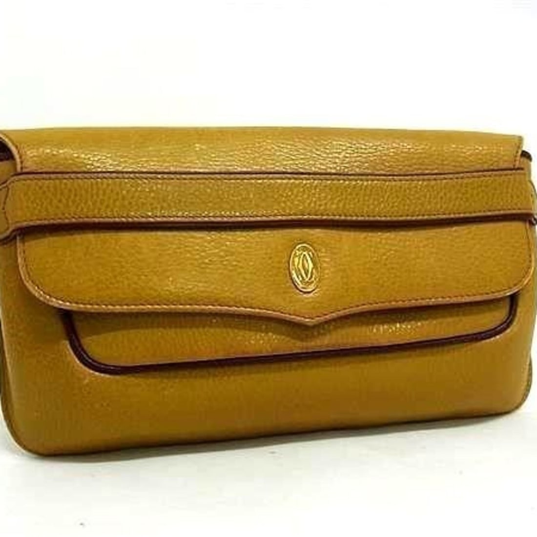 Cartier Must Line Trinity Clutch Bag, Mustard Leather, Women's: --- Catalog ---Category: SizeSize (HxWxD): 14cm x 27.5cm x 3cm / 5.51'' x 10.82'' x 1.18''Category: DesignType: Clutch bagColor: MustardGender: WomenMaterial: Leather Category: GeneralBrand: