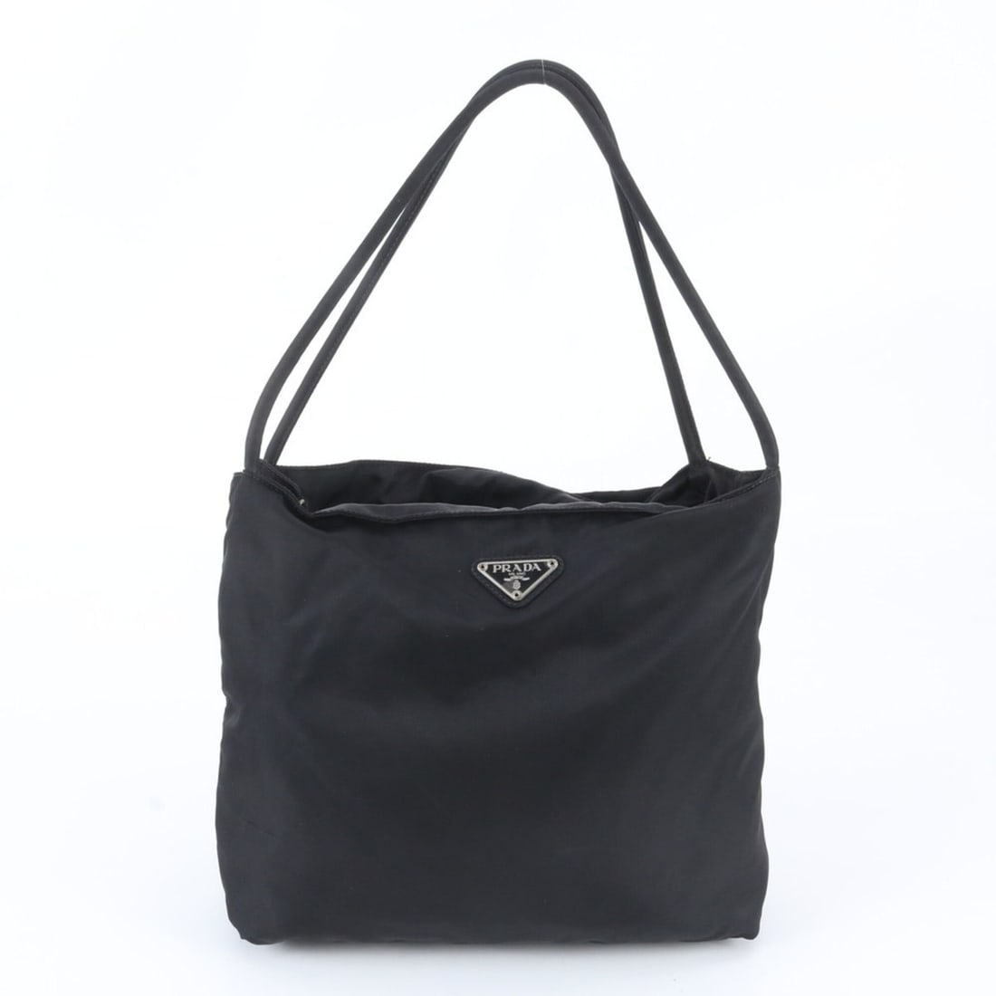 Prada Tessuto Nylon Triangle Logo Tote Bag Shoulder Handbag Black Women's