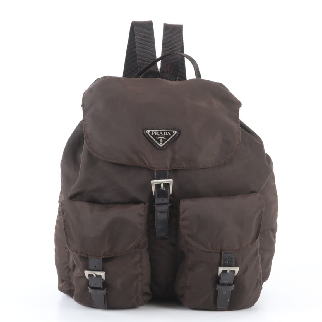 Prada Tessuto Nylon Triangle Logo Leather Backpack for Women (1 of 12)