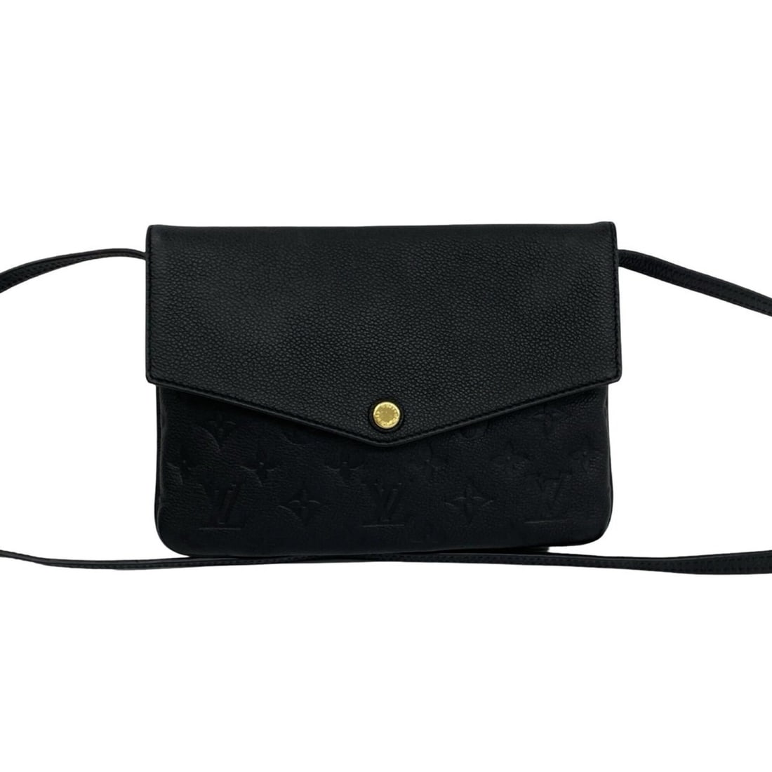 LOUIS VUITTON Twice Monogram Empreinte Leather Shoulder Bag, Black nb2-4