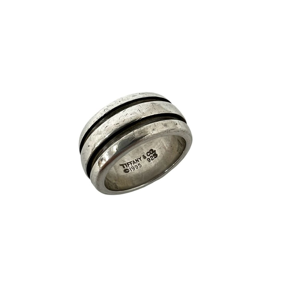 TIFFANY&Co. Tiffany Vintage Grooved Double Line Ring, Sterling Silver 925, Accessory, 05093