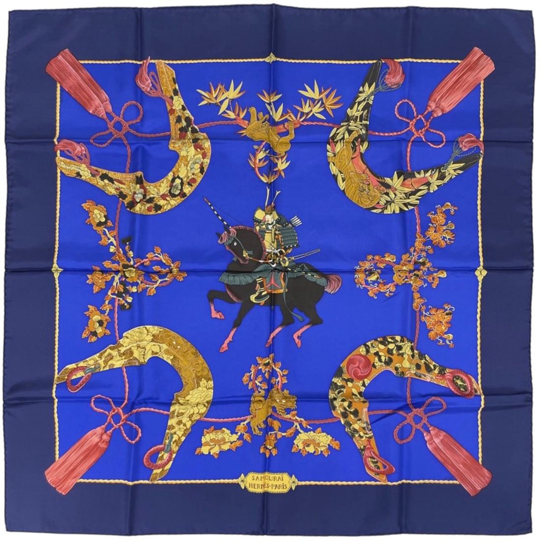 Hermes HERMES Carre 90 SAMOURAI Scarf Muffler Samurai Silk Blue Multicolor Women's