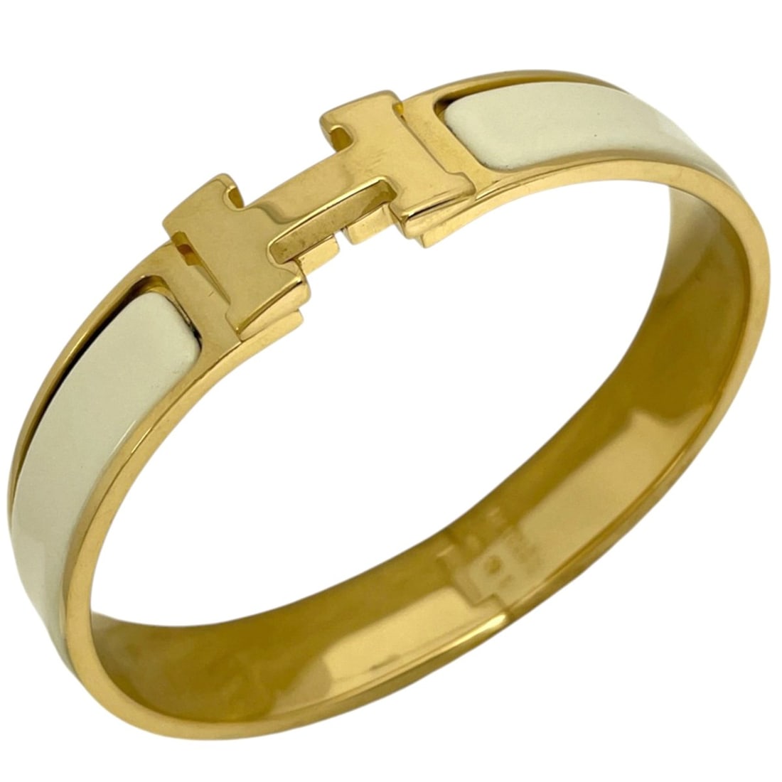Hermes HERMES Clic H Bangle Enamel Bracelet Clack GP Gold Ivory Women's: --- Catalog ---Category: SizeLength: 17cm / 6.69''Category: DesignType: BangleColor: Gold, IvoryGender: WomenMaterial: Gold platingCategory: GeneralBrand: Hermes--- Item List ---Section: ConditionRank
