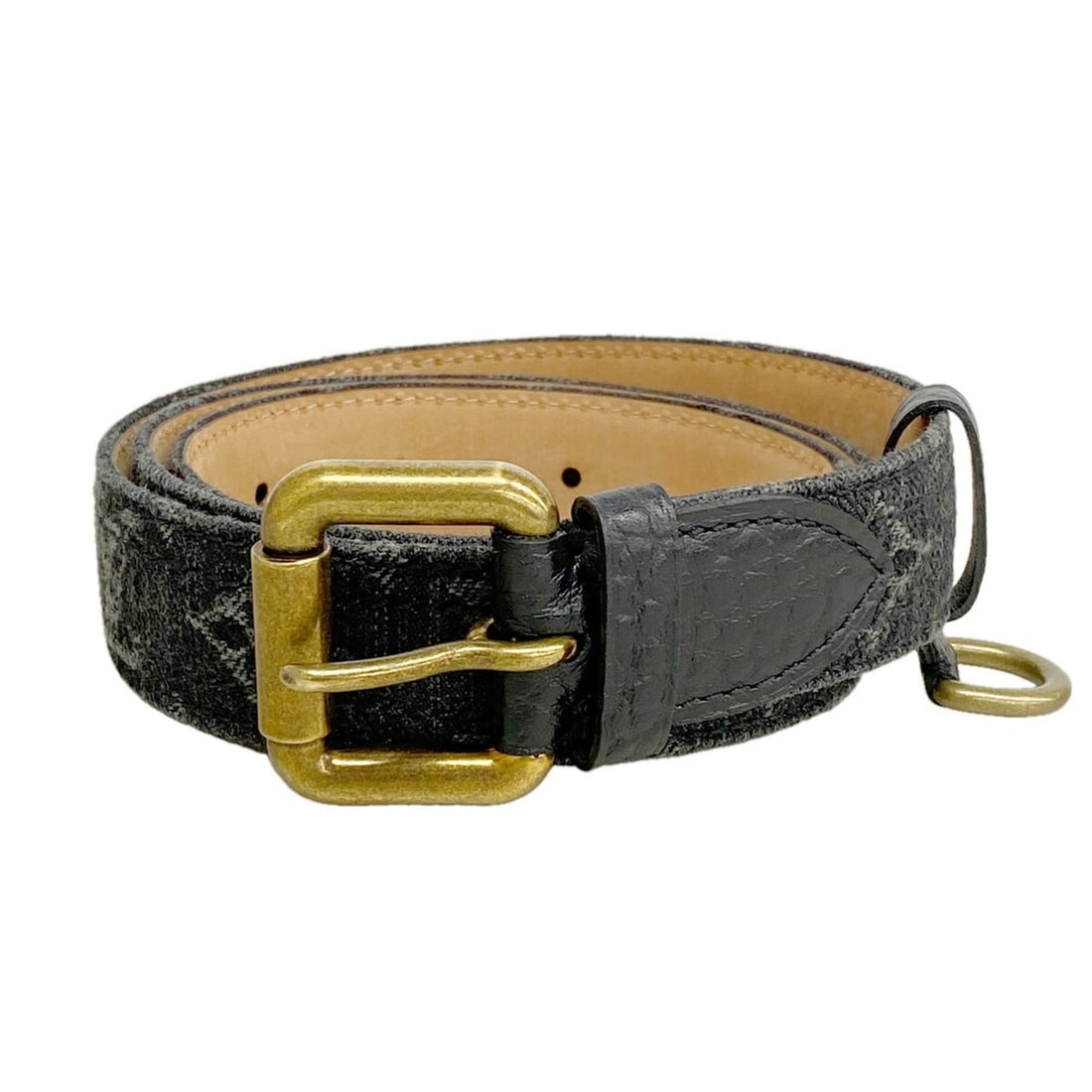 Louis Vuitton Monogram Denim Belt, M6972, Noir (Men's)