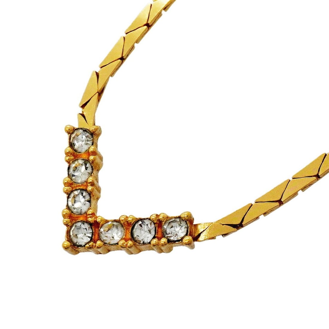 Christian Dior Necklace, GP Plated, Rhinestone, Gold, Women's