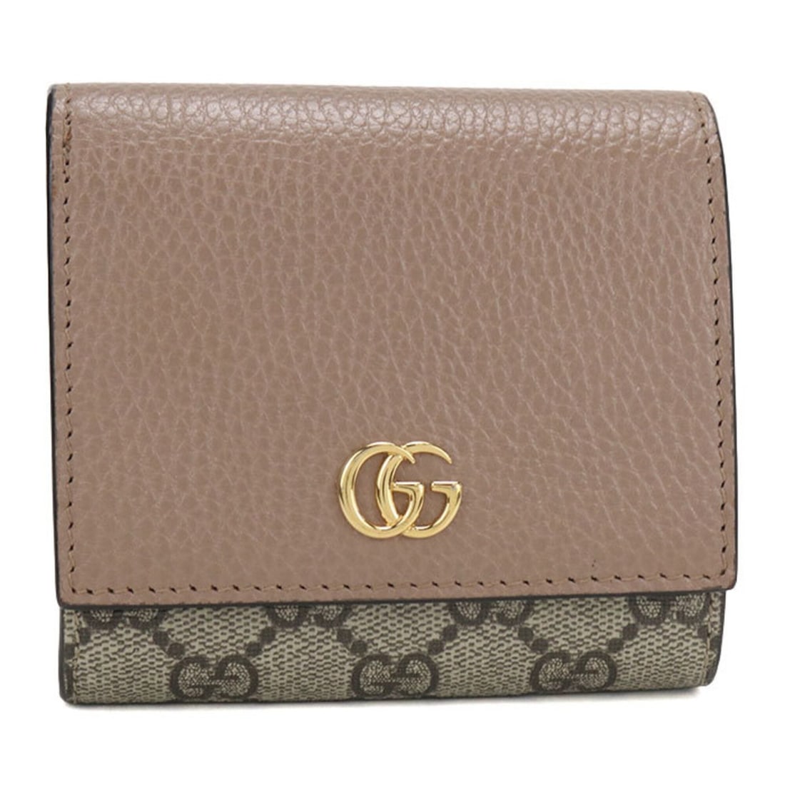 GUCCI Bi-fold Wallet 598587 Medium Double G Women's Beige