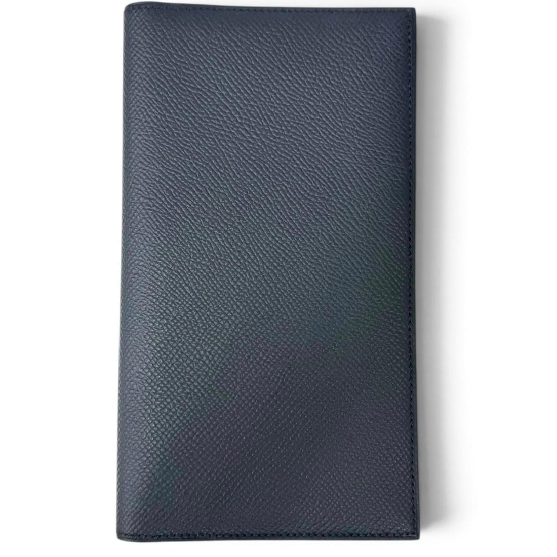 HERMES MC2 Fleming Veau Epsom Leather Long Wallet, Bi-fold Billfold, Navy, Y Stamp, Made in France,