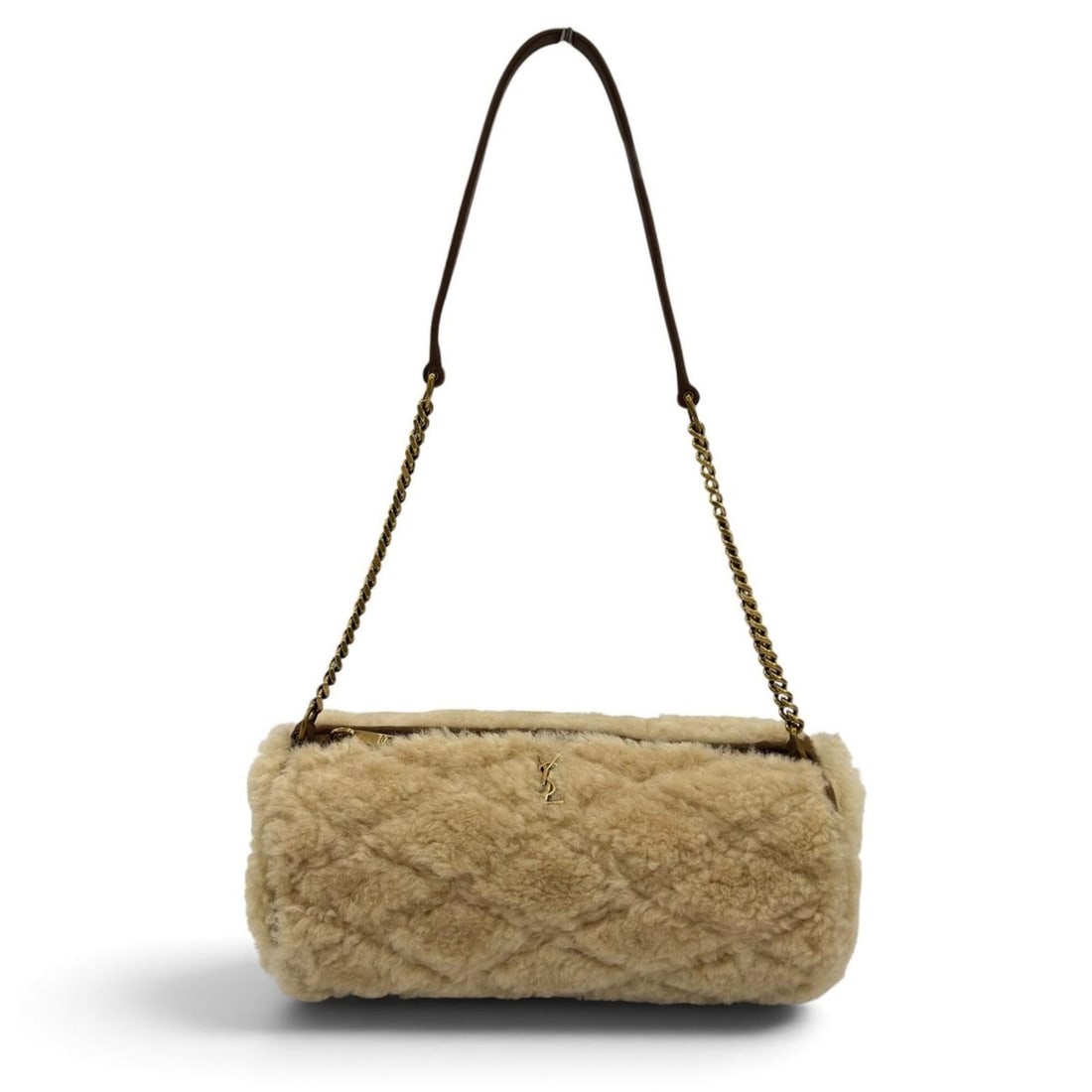Yves Saint Laurent SAINT LAURENT PARIS 699703 Sade Mini Tube Bag, Shearling Chain Shoulder Handbag,