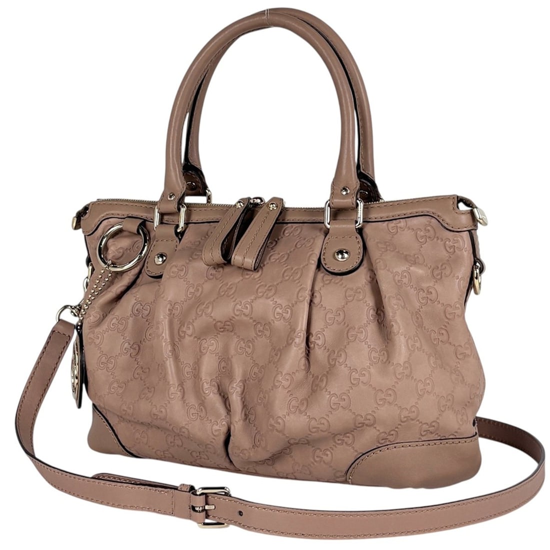 Gucci GUCCI Guccissima Handbag Sukey 2WAY Signature Shima Leather Salmon Pink 247902 Women's
