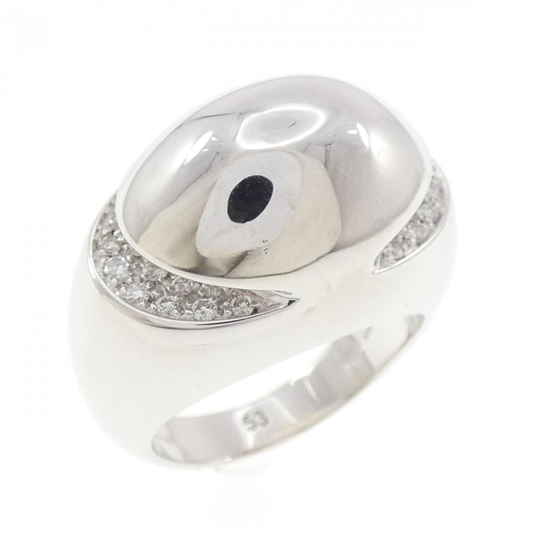 Bvlgari Cabochon Ring: --- Catalog ---Category: SizeUS Size: 6.5Brand Size: 53Category: DesignType: Band ringStone: DiamondGender: WomenMaterial: White gold (18K)Category: GeneralBrand: Bvlgari--- Item List ---Section: Cond