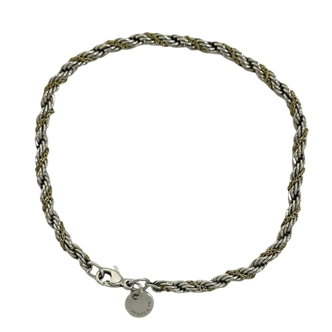 TIFFANY&Co. Tiffany Twist Rope Chain Bracelet, Sterling Silver 925, 18K Yellow Gold, Accessory,