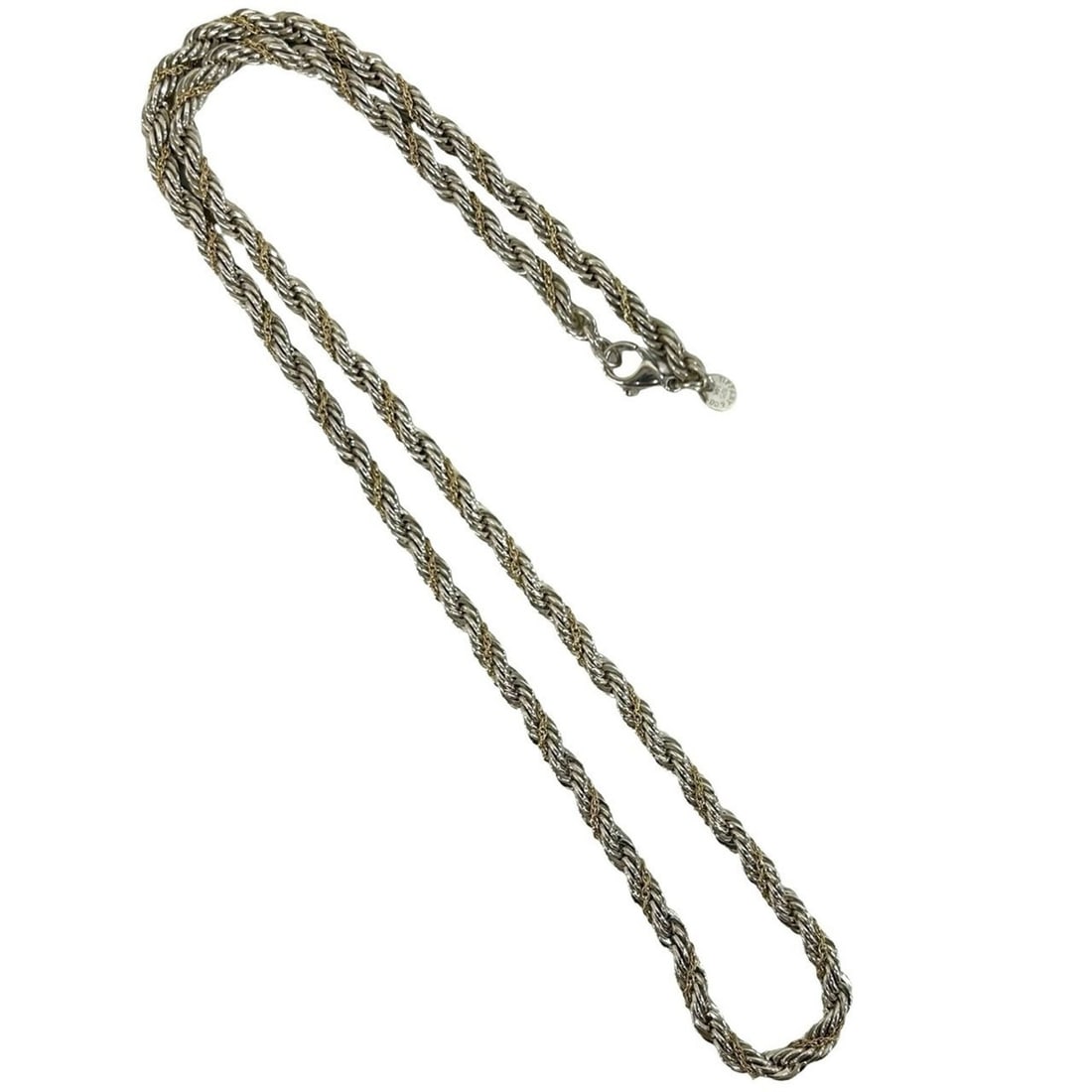 TIFFANY&Co. Tiffany Twist Rope Chain Necklace, Sterling Silver 925, 18K Yellow Gold, Accessory,