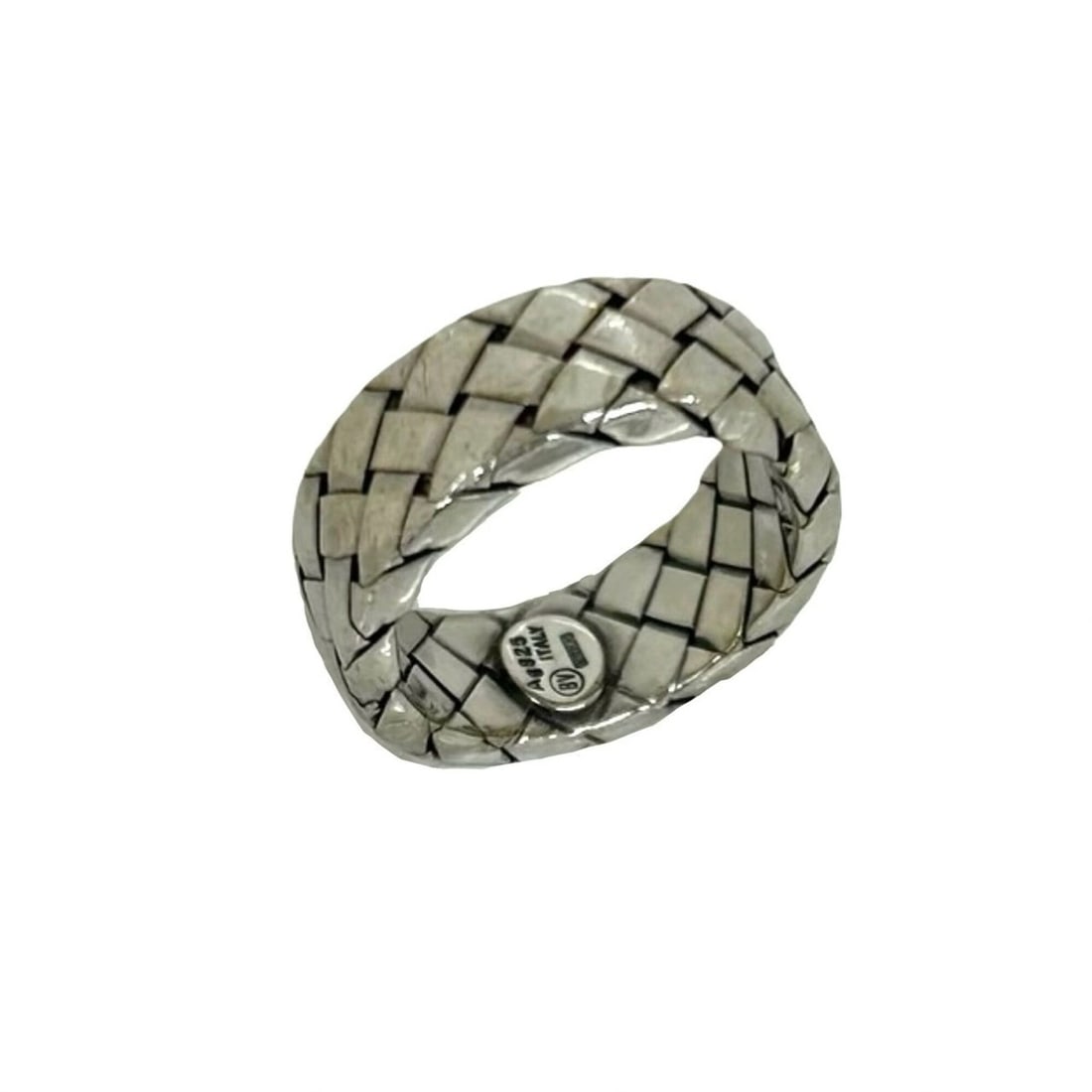 BOTTEGA VENETA Intrecciato Sterling Silver 925 Ring, Accessory, Silver, m3037