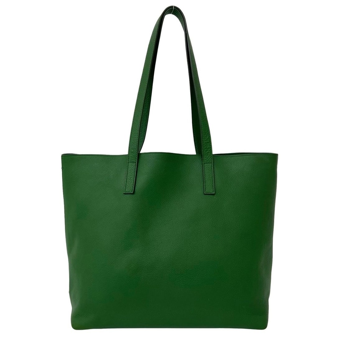 PRADA Triangle Logo Leather Tote Bag, Semi-Shoulder Business A4 Size, Green, 24697