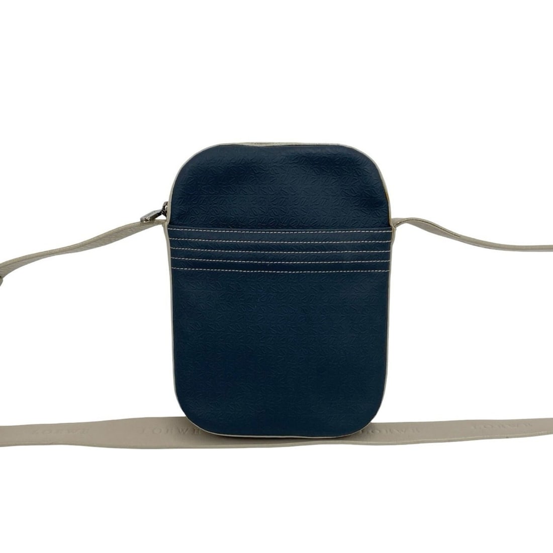 LOEWE Repeat Anagram Logo Leather Shoulder Bag/Sacoche/Pochette, Navy/Beige, 24209: --- Catalog ---Category: SizeSize (HxWxD): 23cm x 16.5cm x 5cm / 9.05'' x 6.49'' x 1.96''Category: DesignType: Pochette, Shoulder bagColor: Beige, NavyGender: WomenMaterial: Leather Category: GeneralB