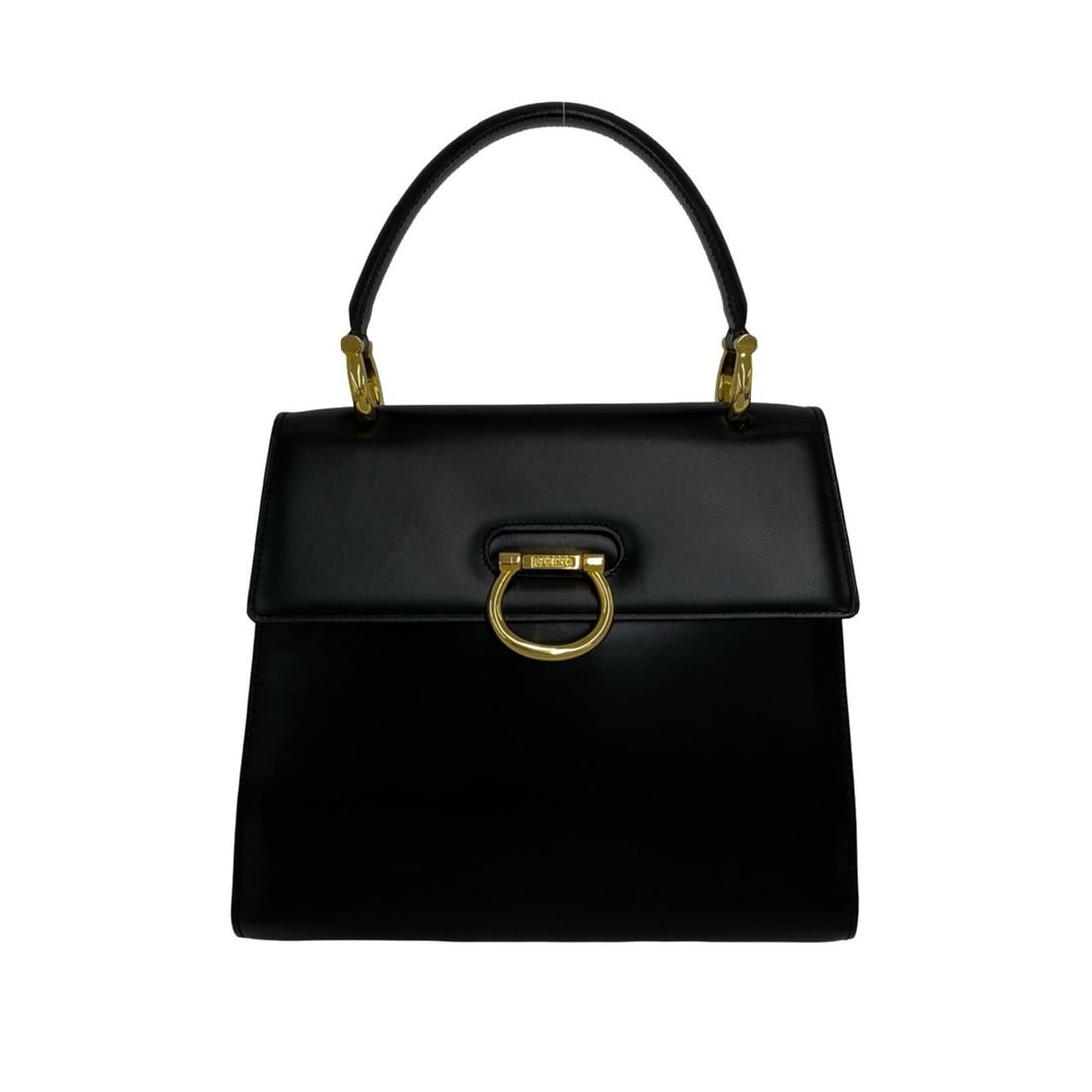 CELINE Vintage Gancini Logo Hardware Leather Handbag Mini Tote Bag Black 29528 (1 of 15)