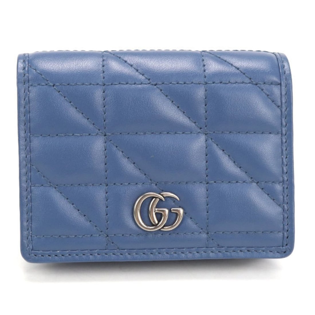 GUCCI Bi-fold Wallet 466492 Small Double G Women's Blue